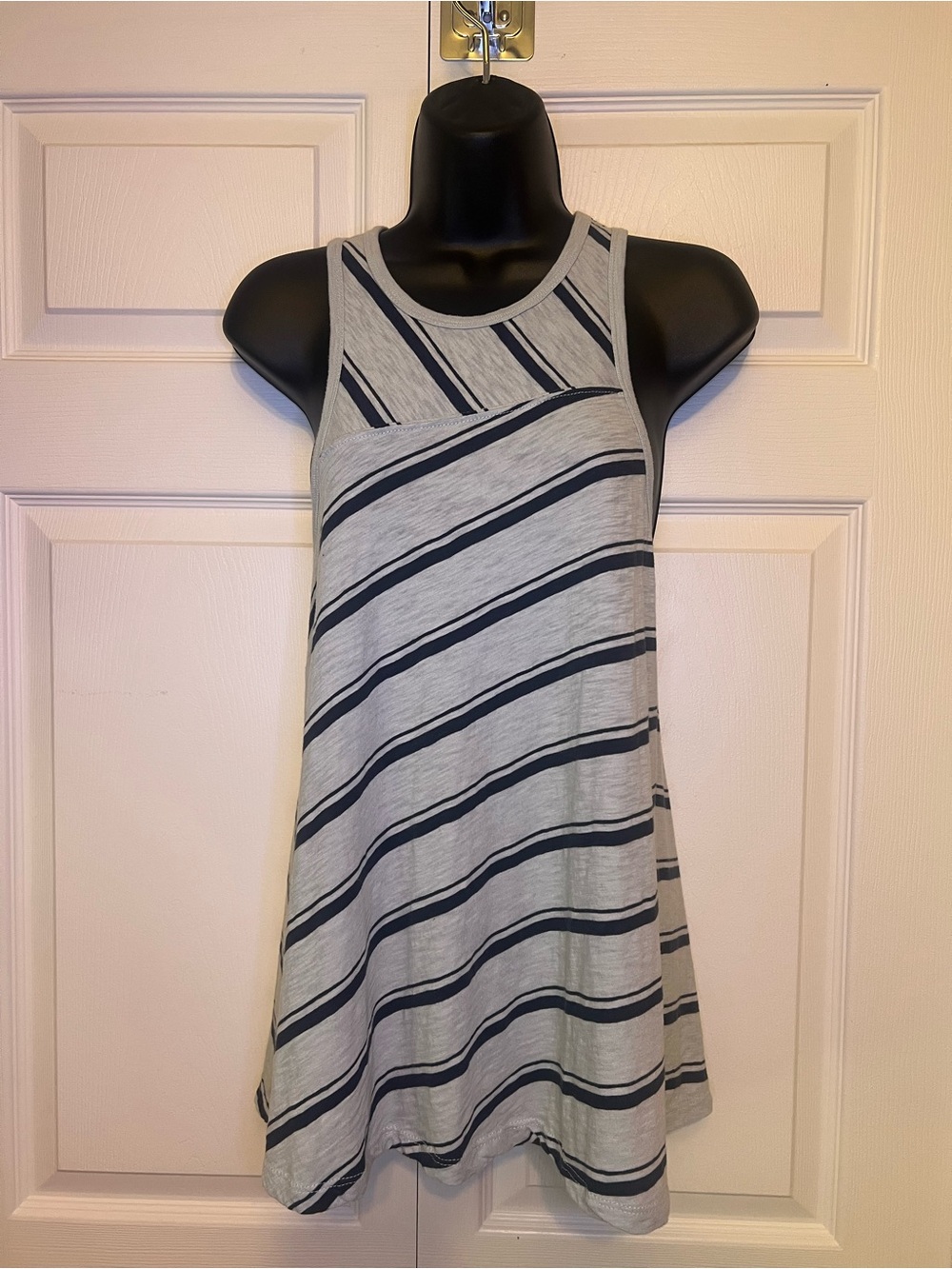 Z Supply Striped Racerback Tank Top Shirt Light Blue Navy